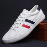 New Men Canvas Sneakers White shoes Breathable Office Footwear Comfortable High-QualityLightWeight Shoes for Men Shoes (New)