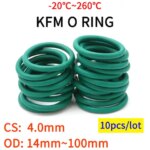 10pcs CS 4.0 mm OD 14~100 mm Green FKM Fluorine Rubber O Ring Sealing Gasket Insulation Oil High Temperature Resistance Green (New)