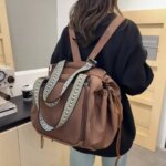 1pcs Oxford Fabric Tote Bag with Wide Patterned Straps Large Capacity Multi Compartment Shoulder Bag (New)