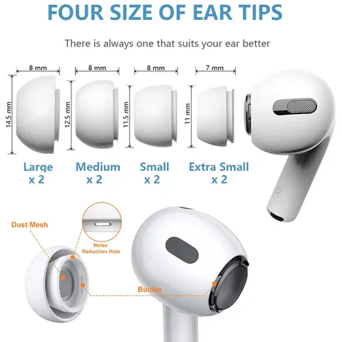 S5aa9acf1e7514aec8207960d0e3ffbf9W_480x480q75 KUTOU 4 Pairs Liquid Silicone Ear Tips Airpods Pro 1 2 Noise Reduction Pad Earplugs Ear Caps Comes with Cleaning Pen (New) - Image 1