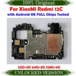 Full Working Unlocked Main Mobile Board Mainboard For Xiaomi REDMI 12C Motherboard With Chips Circuits 128G+4GB (New)