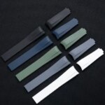 FKM Bracelet Curved End Soft Fluororubber Adjustable Watch Band 20mm 22mm For Tudor PELAGOS Black Bay 1958 39/41mm 1954 37mm (New)