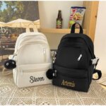 Nylon Backpack For Boys And Girls Personalized Embroidery For Backpack Your Name Give Her His School Start Gift (New)