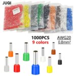 1000PCS E7506 E7508 E7510 E7512 Copper tube Wire terminals insulator tube 0.8mm² electrical connectors crimp Terminator 20AWG (New)