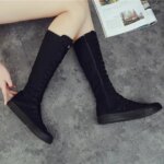 2026 New High Top Canvas Shoes for Womens Korean Edition Long Boot Lace-Up Zipper Comfortable Boot Zapatos De Mujer Tendencia (New)