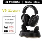 MCHOSE V9 Turbo + Wireless Gaming Headset 60mm 7.1 Surround Sound Professional Esports Headphones With RGB Charging Base (New)