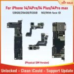 Fully Tested Mainboard iPhone 14 Pro Max 14 Pro 14 14 Plus Motherboard With Face ID Unlocked Clean iCloud Logic Board Placa Bangladesh (New)