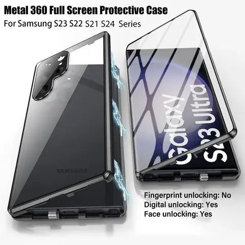 S5d5c029c395d47729b2e21d5b7d1e9e2W_480x480q75 Samsung Galaxy S24 S22 S23 S25 Ultra Case Luxury Metal Alloy Magnetic 360° Full Surround Screen HD Glass Protection Cover (New) - Image 1