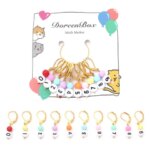 10PCs/Set Copper Knitting Stitch Markers Acrylic Beads Number 0-9 At Random Color For DIY Craft Marker Sewing Tools 3.1cmx1.1cm (New)