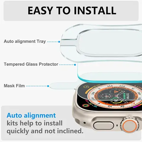 S5dbc703b39774e08b10632298beb3579G_480x480q75 5PCS Tempered Glass Apple Watch Ultra 2 49mm Anti-Scratch Screen Protector iWatch Ultra Seconds installation Protective Film (New) - Image 1