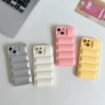 Solid Color Wave Puffer Down Jacket Phone Case Motorola Moto G84 G54 G34 G71S G13 G23 G53 G73 G82 G62 G52 G32 G22 Soft Cover (New)
