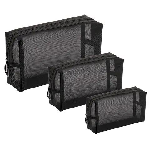 S5ded0f4444114df1b5e3ac57ea2e5a41r_480x480q75 Nylon Mesh Cosmetic Bag Zipper Box Shaped Toiletry Organizer Makeup Bags Multifunctional Women Lipstick Key Coin Purse Pouch (New) - Image 1