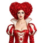 Red Queen Heart Shaped Cosplay Wig 10 Inch Red Fluffy Curly Heat Resistant Synthetic Wig For Women Halloween Costume Party (New)