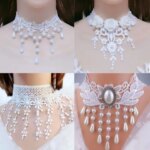 2023 Gothic White Pendant Lace Choker Necklace For Women Halloween Party Jewelry Gift Accessories (New)