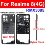 Realme 8i 8 Pro 8S 8 4G 5G Middle Frame Housing Bezel Middle Frame Cover With Side Button Camera Lens Cover Repair (New)