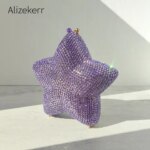 Alizekerr Star Shaped Crystal Evening Bags Women Boutique Gorgeous Sparkling Rhinestone Mini Metal Clutch Purses Wedding Party (New)