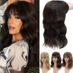 Snoilite Synthetic Topper Hair Piece Invisible Seamless Wavy Wig Bangs Clip Overhead Invisible Replacement Cover White Hair 14" (New)