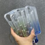 Three in one gradient suitable for iPhone 11 12 13 14 15 16 Pro Max phone case Plus hanging rope anti fall protective cover (New)