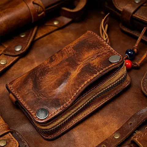 S61aaae03cdaf42b0b48cecb70e2a72f1t_480x480q75 Genuine Leather Large Capacity Men Retro Wallets High Quality Key Bag Handmade Small Storage Bag Card Holder Male Purses (New) - Image 1