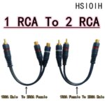Line Cooper Wire 2 RCA Female To 1 RCA Male Splitter Cable Audio Splitter Distributor Converter Speaker Gold Cable Cord (New)