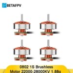 BETAFPV 0802 1S Brushless Motor 22000-28000KV 1.88g 0.1mm Stator Core 1mm Shaft for Air75 II Meteor65 Tiny Whoop FPV Racing (New)