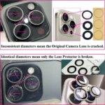 1 Set Original Sapphire Back Camera Lens Glass iPhone 15 14 13 12 11 Pro Max Plus Mini with Adhesive Repair Tools Kit (New)