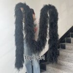 0.5/1/2/3/4 M Black Ostrich Feather Boa Shawl Fluffy Plumas Boas Scarfs Wedding Decor Diy Party Creative Clothing Crafts 10Layer (New)