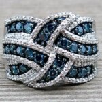 Hot-selling sapphire rings for European and American women electroplated and diamond-encrusted direct sales (New)