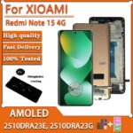 6.77“AMOLED For Xiaomi Redmi Note 15 4G 2510DRA23E Display Screen Touch Digitizer For Redmi Note15 4G 2510DRA23G LCD