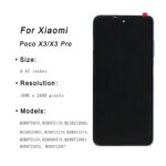 6.67" OEM LCD For Xiaomi POCO X3 LCD Display Touch Screen Digitizer Assembly For POCO X3 Pro NFC LCD M2102J20SG Display (New)