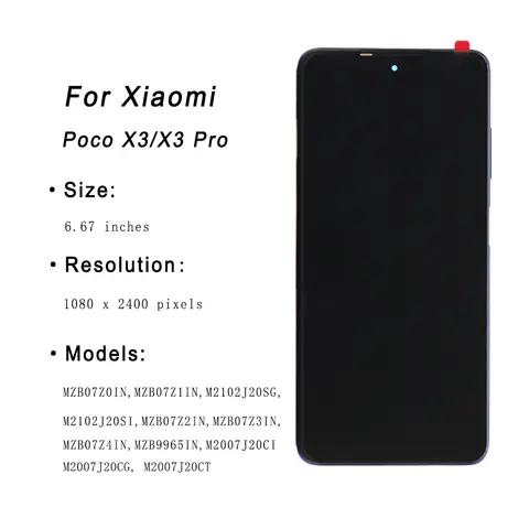 S65e2bf037d074b8db8a071c5b2a306d7f_480x480q75 6.67" OEM LCD For Xiaomi POCO X3 LCD Display Touch Screen Digitizer Assembly For POCO X3 Pro NFC LCD M2102J20SG Display (New) - Image 1