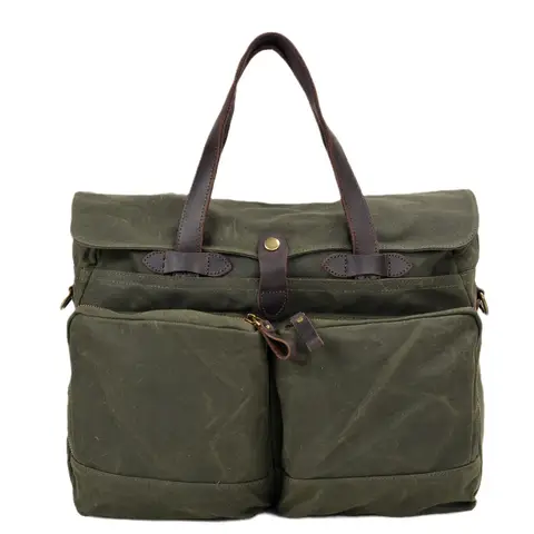 S66292c1863824ec78b9af74550cc6239n_480x480q75 15.6-inch Thickened First-layer Cowhide Waterproof Waxed Canvas Mens Briefcase Retro Mens Bag Shoulder Crossbody Messenger Bag (New) - Image 1