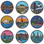 Embroidered World City Landmark Iron On Patch No Sew Clothing Repair Sticker Travel Check In Badge Style Decal For Clothes Back (New)