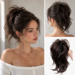 60g Short Wavy Claw Clip Ponytail 60g Fluffy Synthetic High Bun Hairpiece for Women (New)