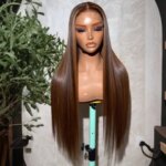 Long Silky Straight Highlight Honey Blonde Ombre Color Synthetic 13X4 HD Lace Frontal Wig Prepucked With Baby Hair Glueless Wig (New)