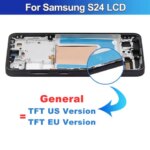 Samsung S24 5G LCD Screen Digitizer Assembly Replacement with Frame SM-S921B DS Display Part SM-S921B (New)