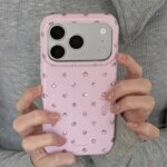 INS Korean Polka Dot White Pink Phone Case iPhone 17 17pro 17promax 16pro 15 16 Pro Max 15pro 15promax Phone Cover Fundas (New)