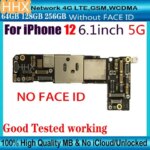 Full Tested Mainboard for iPhone 12 Unlocked Motherboard With Face ID Support Update Clean ICloud Logic Board 64 256 512GB (New)