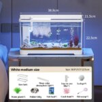ABS Mini Fish Tank Betta Aquarium Starter Kits Mute Water Flow Filter Micro Landscape Fish Tank Office Desktop Decoration (New)
