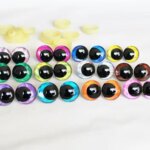 500PCS 12mm14 16 18 20 25 30 35 40mm New Black Pupil 3D Glitter Toy Safety Eyes with Hard Washer -D12 (New)