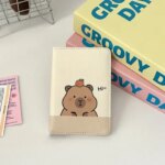 PU Leather Capybara Passport Holder Cartoon Multi-function Passport Bag Ultra-thin Portable Credit Card Wallet (New)