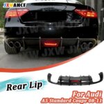 JXWANCF Carbon Fiber Rear Diffuser Splitter With LED for Audi A5 Standard Coupe 2008-2011 Rear Bumper Bodykits Guard Spoiler FRP (New)