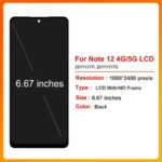 667 AMOLED Xiaomi Redmi Note 12 LCD Display Touch Screen Digitizer 23021RAAEG 22111317I Redmi Note 12 4G LCD Display (New)