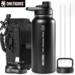 ONETIGRIS 32 oz Insulated Water Bottle with Straw - Tactical Stainless Steel Water Jug Leakproof Thermos Sport bottle For Gym (New)