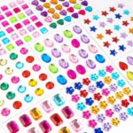 Colorful Rhinestone Diamond Stickers Self-Adhesive Face Decorations Childrens Paper Shapes - round Square Star (New)