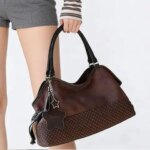 Fashion PU Leather Splicing Tote Bag Handbag 2026 New Womens Bag Underarm Bag Shoulder Bag (New)