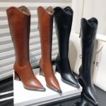 Street Style Winter Women Knee High Boots Fashion Pointed Toe Shoes Concise Long Botas De Mujer (New)