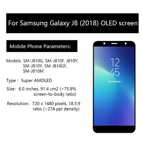 S6efe75cc9c5c4919b478ef9a9d0cd67ej_480x480q75 Samsung Galaxy J8 J810G J810F J810Y J810GF J810M LCD Display Touch Screen Assembly Samsung J8 J810F DS LCD Screen (New) - Image 1