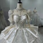 Jancember Wedding Dresses Satin Ball Gown Long Sleeves 2025 Princess Bridal Dresses Beading Vestidos De Novia Customized XS12 (New)