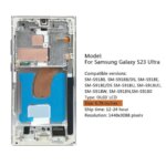 AMOLED Display for Samsung Galaxy S23 Ultra Screen Replacement S23 Ultra S908B 5G LCD Display with Fingerprint Support S Pen (New)